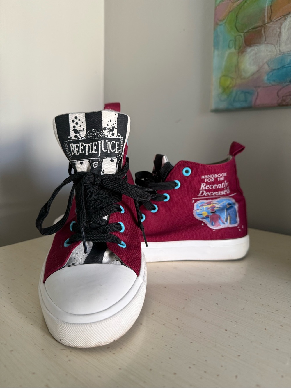 Ground Up Beetlejuice High Top Sneakers Women’s 6 Burgundy Recently Deceased